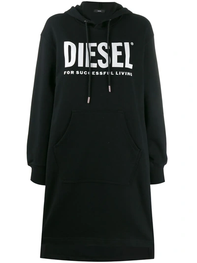 Shop Diesel Logo Print Sweat Dress In Black