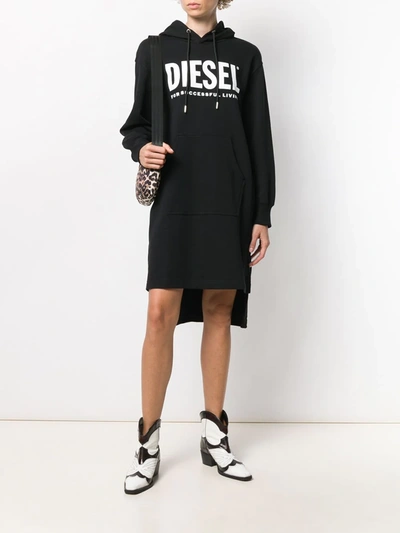 Shop Diesel Logo Print Sweat Dress In Black