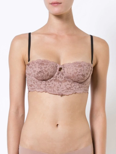 Shop Fleur Du Mal Charlotte Lace Longline Bra In Neutrals