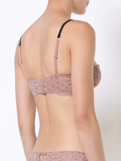 Shop Fleur Du Mal Charlotte Lace Longline Bra In Neutrals