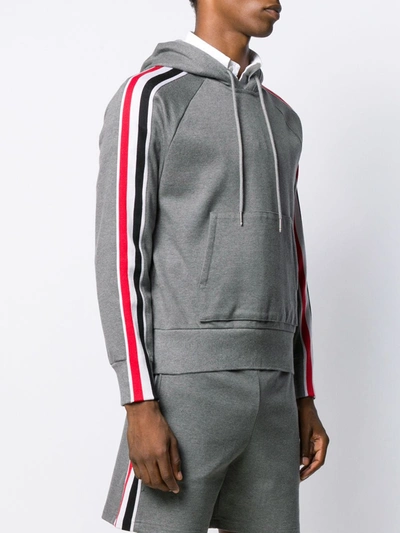 Thom Browne Interlock Rwb Stripe Hoodie In Grey