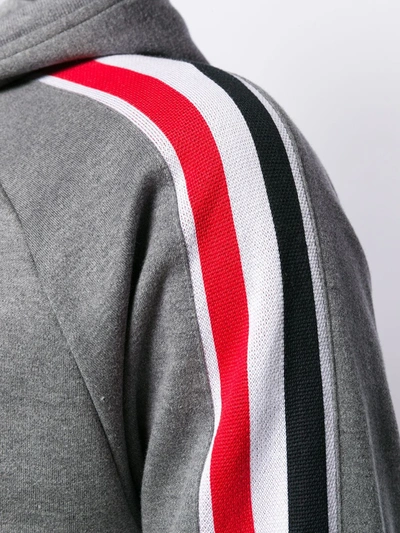 Thom Browne Interlock Rwb Stripe Hoodie In Grey