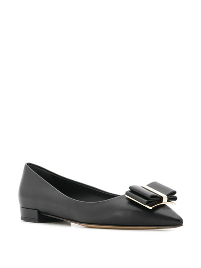 Shop Ferragamo Appliqué Ballerina Shoes In Black