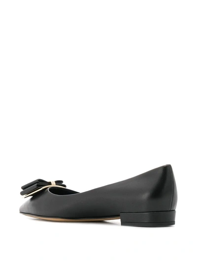 Shop Ferragamo Appliqué Ballerina Shoes In Black