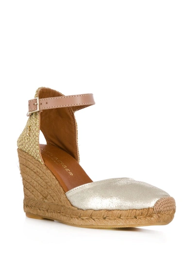 Shop Kurt Geiger Monty High Wedge Heel Espadrilles In Gold