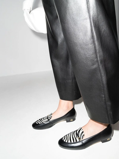 Shop Jennifer Chamandi Fabrizio Zebra-print Loafers In Black
