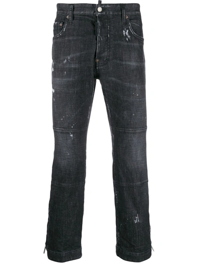 Shop Dsquared2 Distressed Slim-fit Jeans In Black