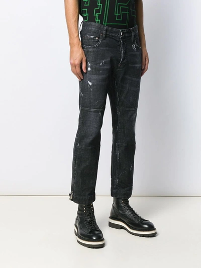 Shop Dsquared2 Distressed Slim-fit Jeans In Black