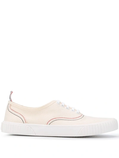 Shop Thom Browne Heritage Cotton Canvas Sneakers In White