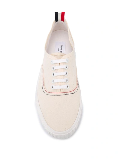 Shop Thom Browne Heritage Cotton Canvas Sneakers In White