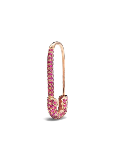 Shop Anita Ko Safety-pin Ruby-embellished Earring In Pink