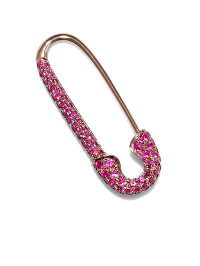 Shop Anita Ko Safety-pin Ruby-embellished Earring In Pink