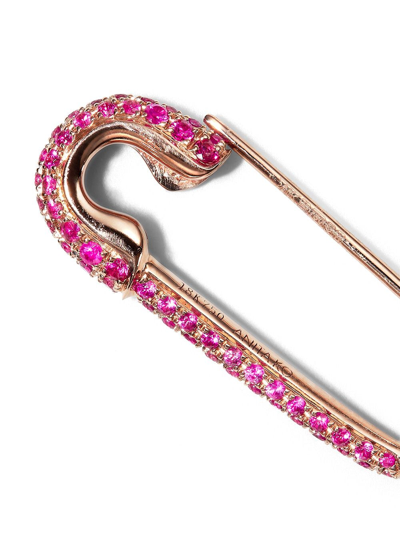 Shop Anita Ko Safety-pin Ruby-embellished Earring In Pink