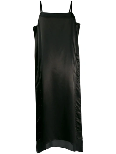 Shop Jil Sander Silk Midi Dress In Black