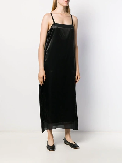 Shop Jil Sander Silk Midi Dress In Black