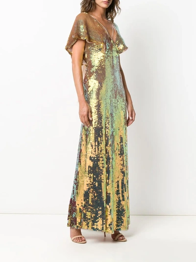 Shop Temperley London Bardot Sequinned Iridescent Gown In Gold