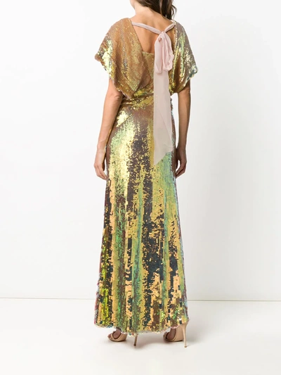 Shop Temperley London Bardot Sequinned Iridescent Gown In Gold
