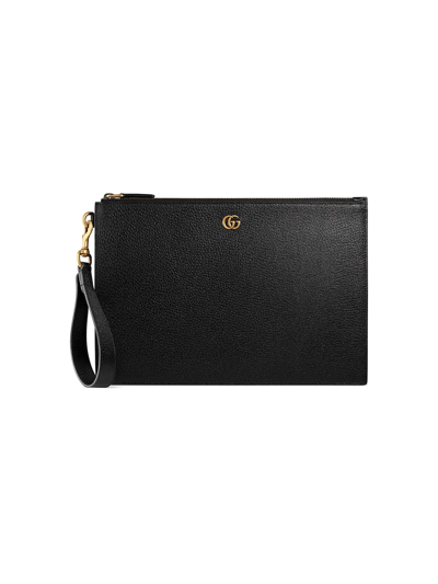 Shop Gucci Gg Marmont Leather Pouch In Black
