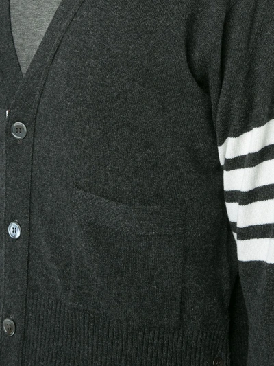 Shop Thom Browne 4-bar Short Cashmere Cardigan In Grey