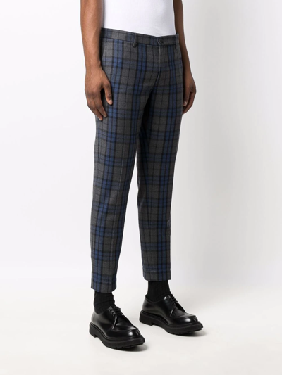 Shop Incotex Slim-fit Checked Trousers In Grau