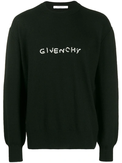 Shop Givenchy Embroidered Logo Sweater In Black