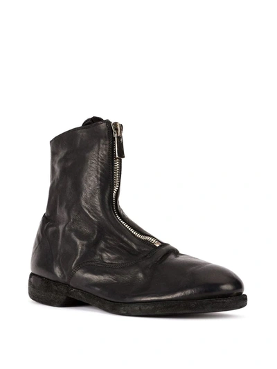 Guidi Soft Zip Front Ankle Boots In Black