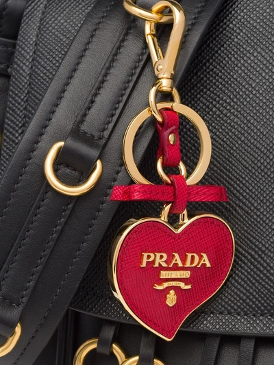 Shop Prada Trick Heart-shaped Keychain In Red