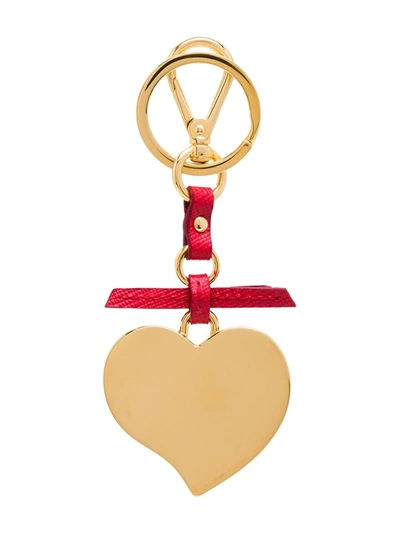 Shop Prada Trick Heart-shaped Keychain In Red