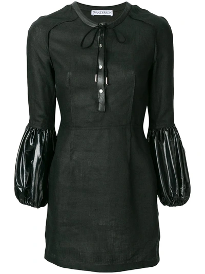 Shop Jw Anderson Puff Sleeve Mini Dress In Black