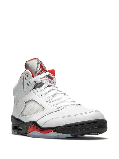 Jordan Air  5 Retro Fire Red Silver Tongue 2020 In White