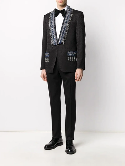 Shop Dolce & Gabbana Martini-fit Floral Jacquard Suit In Black
