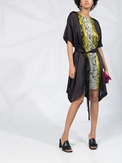 Rick Owens Acid Print T-shirt Midi Dress In Black
