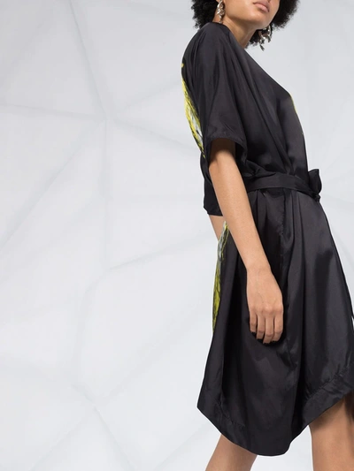 Rick Owens Acid Print T-shirt Midi Dress In Black