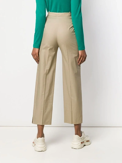 Pre-owned Jean Louis Scherrer Vintage 1970's Straight Cropped Trousers In Neutrals