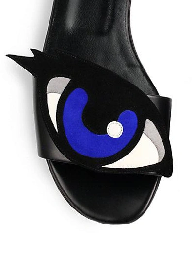 Shop Pierre Hardy Eye-detail Suede & Leather Flat Sandals In Beige