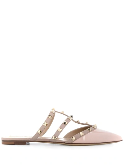 Shop Valentino Rockstud Mules In Rose Quartz