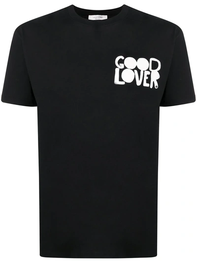 Shop Valentino Good Lover Print T-shirt In Black