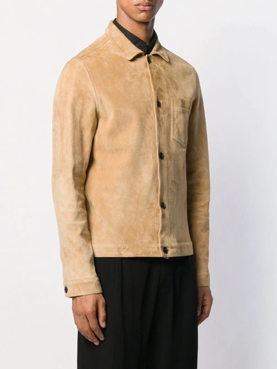 Shop Ami Alexandre Mattiussi Suede Shirt Jacket In Neutrals