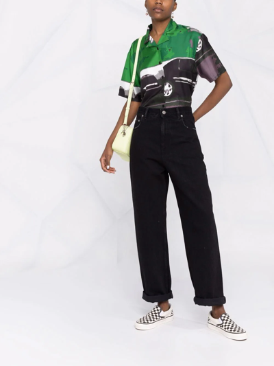 Shop Golden Goose Logo-patch Straight-leg Trousers In Schwarz