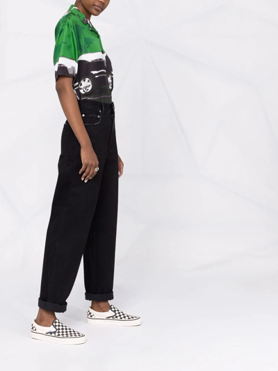 Shop Golden Goose Logo-patch Straight-leg Trousers In Schwarz