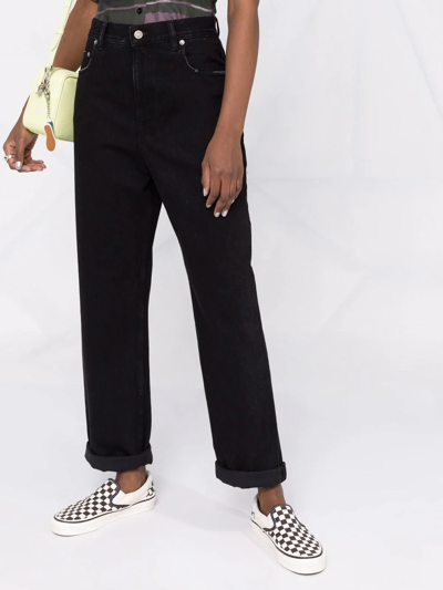 Shop Golden Goose Logo-patch Straight-leg Trousers In Schwarz