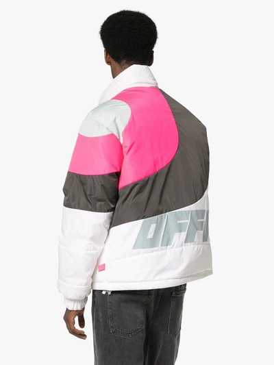 Shop Off-white Contrast Stripe Puffer Jacket In White