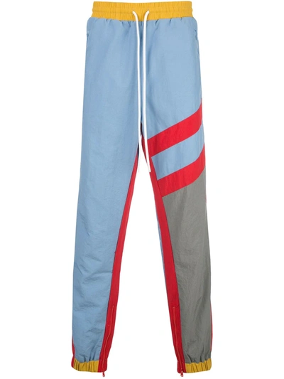 Shop God's Masterful Children Striped Track Trousers In Blue