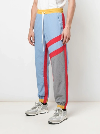 Shop God's Masterful Children Striped Track Trousers In Blue