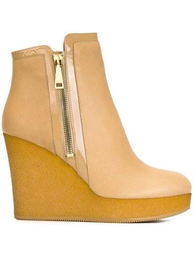 Hogan Wedge Boots In Camel