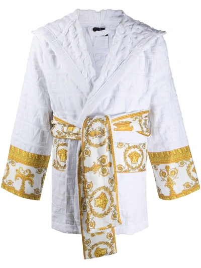 Shop Versace Home I Love Baroque Short Robe In White