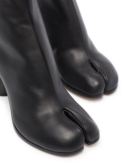 Maison Margiela Block Heel Leather Round Toe Boots In Black
