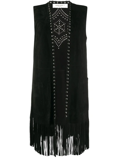 Shop Golden Goose Studded Detailed Fringe Waistcoat In Black