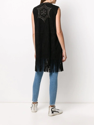 Shop Golden Goose Studded Detailed Fringe Waistcoat In Black