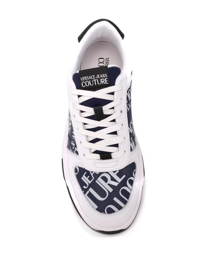 Shop Versace Jeans Couture Logo Print Low Top Sneakers In White
